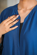 Midnight Aura Abaya – Navy Ombre Elegance with Crystal Detailing