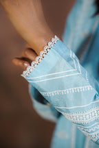 Sky Lace Abaya – Elegant Embroidered Two-Piece Set