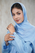 Traditional Baby Blue Abaya Net Material