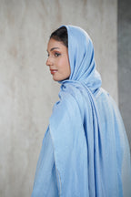Traditional Baby Blue Abaya Net Material