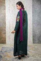 Emerald Bloom Abaya – Hand-Embroidered Floral Elegance