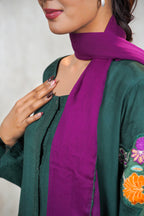 Emerald Bloom Abaya – Hand-Embroidered Floral Elegance