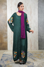 Emerald Bloom Abaya – Hand-Embroidered Floral Elegance