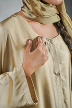 Ombre Golden Bloom Silk Abaya – Hand-Embroidered Elegance